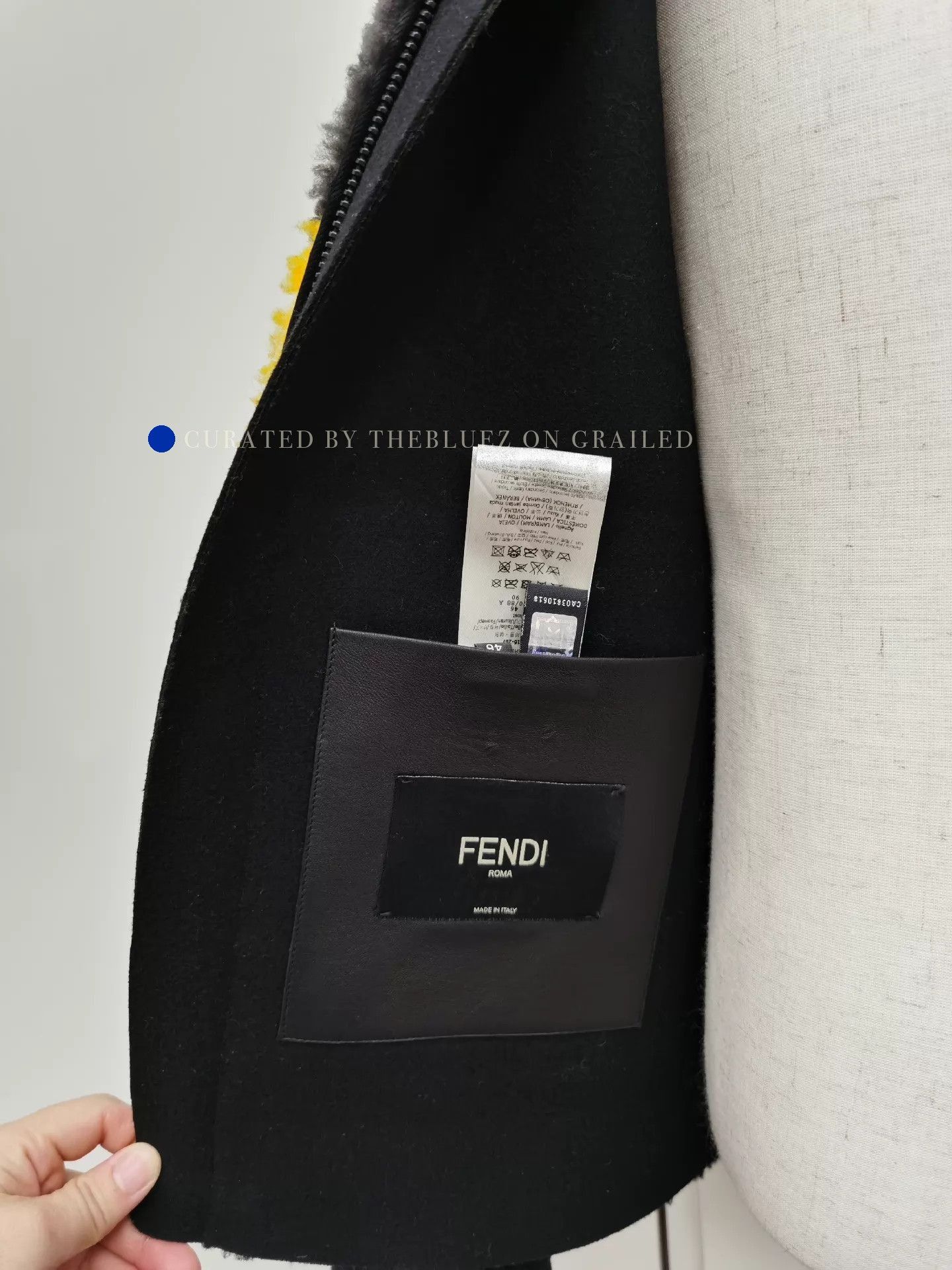 Fendi Classic Black Shearling Panel Bomber Jacket Size US S / EU 44-46 / 1 - 6 Thumbnail
