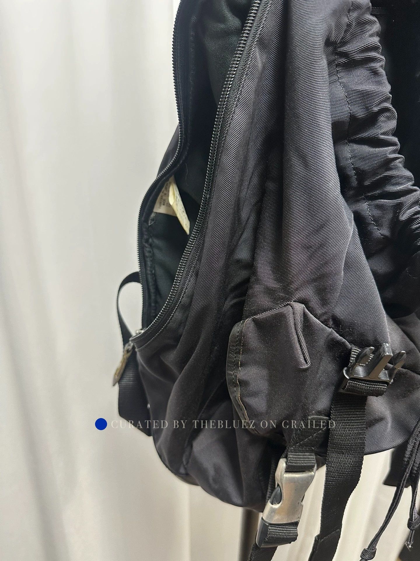 Yohji Yamamoto Distressed Black Parachute Drawstring Bag Size ONE SIZE - 7 Thumbnail