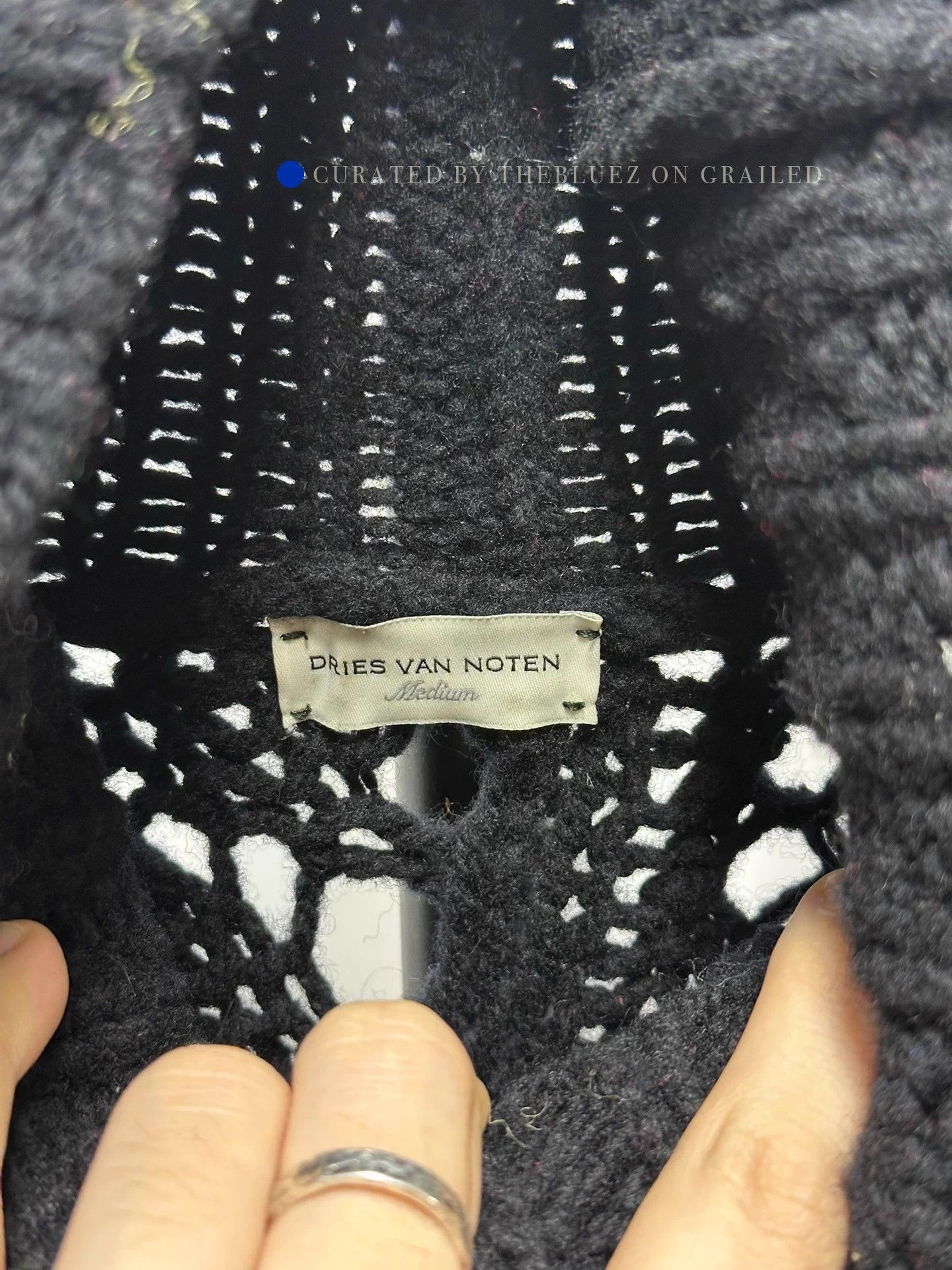 Dries Van Noten Oversized Cutout Wool Sweater in Black Size US M / EU 48-50 / 2 - 8 Thumbnail