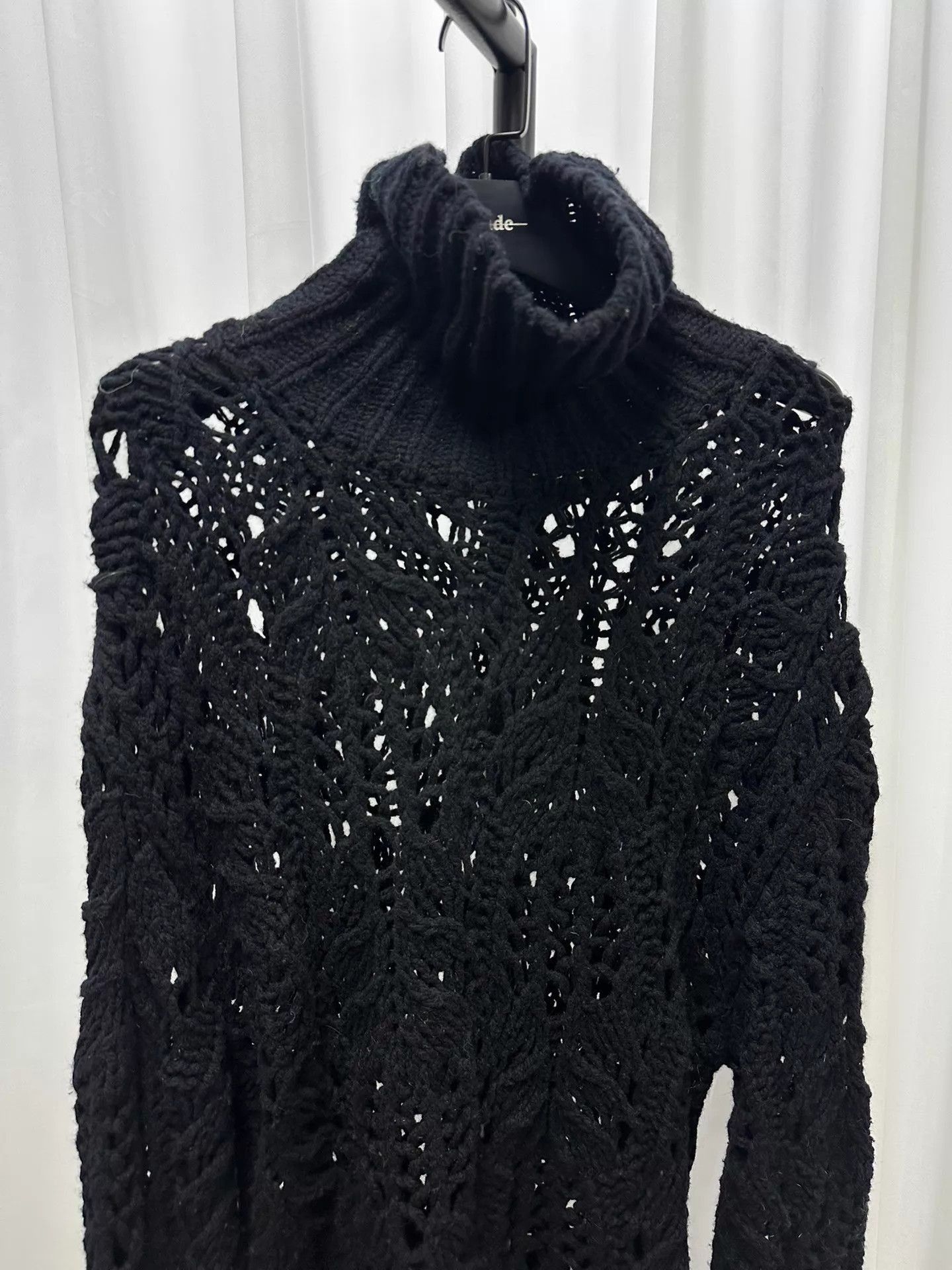 Dries Van Noten Oversized Cutout Wool Sweater in Black Size US M / EU 48-50 / 2 - 2 Thumbnail
