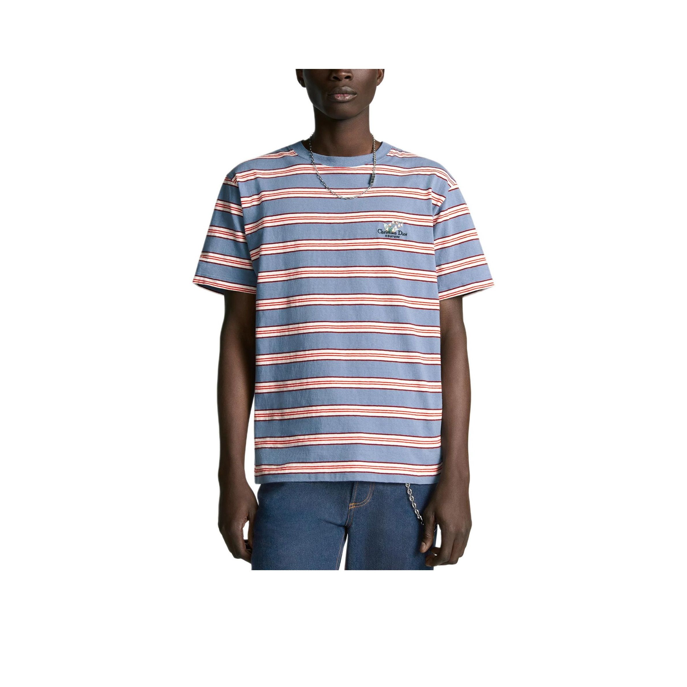 Dior Dior Striped Lily Embroidery T-Shirt Size L Size US L / EU 52-54 / 3 - 6 Thumbnail