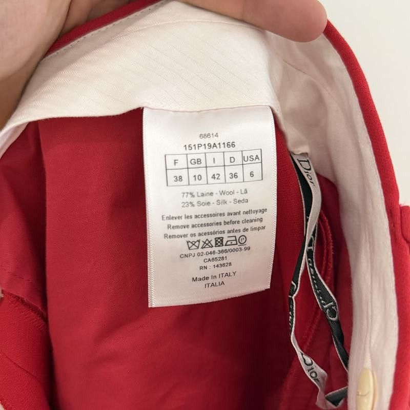 Dior Christian Dior Red Wool Silk Blend Pants Size 38 Size 27" / US 4 / IT 40 - 4 Thumbnail