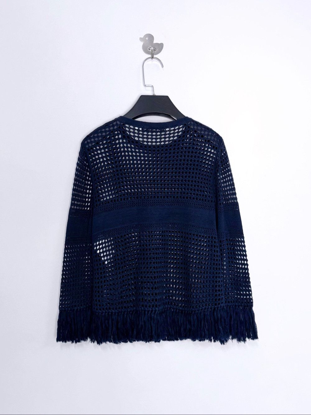 Dior Christian Dior Blue Mesh Fringe Sweater Size 36 Size XS / US 0-2 / IT 36-38 - 2 Thumbnail