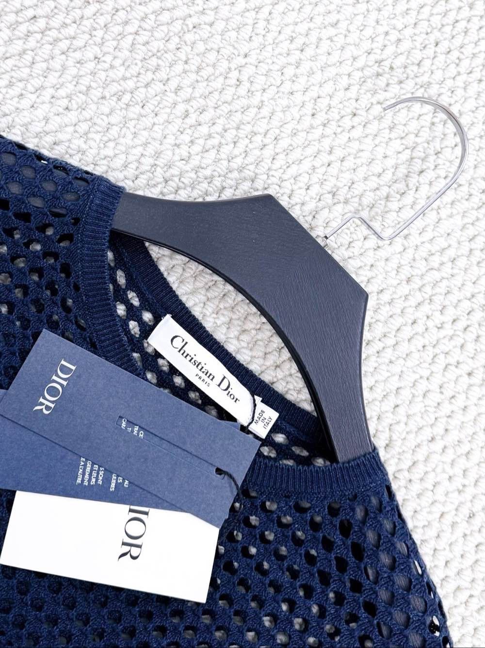 Dior Christian Dior Blue Mesh Fringe Sweater Size 36 Size XS / US 0-2 / IT 36-38 - 3 Thumbnail