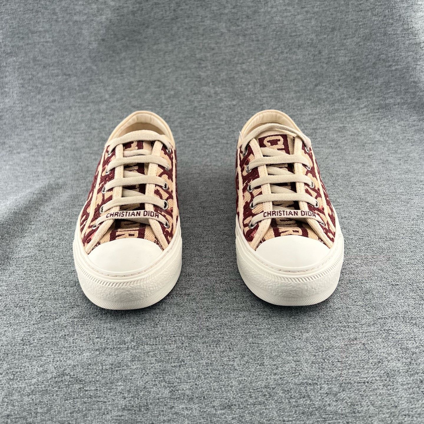 Dior Dior Walk'n'Dior Burgundy Embroidered Canvas Sneakers 34 Size US 4 / IT 34 - 2 Thumbnail