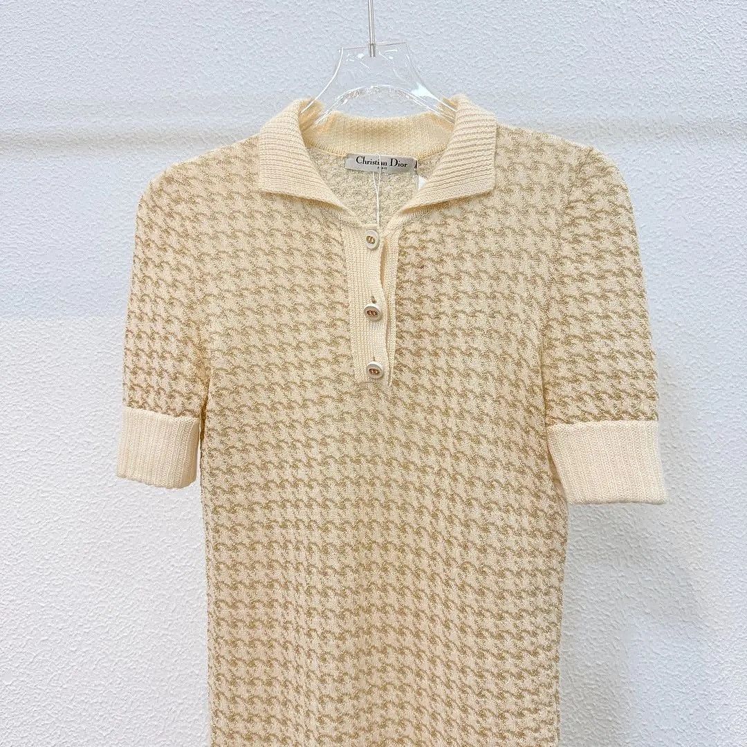 Dior Dior Cashmere Houndstooth Polo Beige Size 36 Size XS / US 0-2 / IT 36-38 - 3 Thumbnail