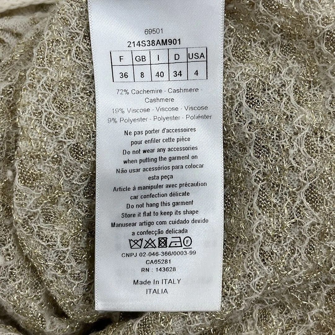 Dior Dior Cashmere Houndstooth Polo Beige Size 36 Size XS / US 0-2 / IT 36-38 - 4 Thumbnail