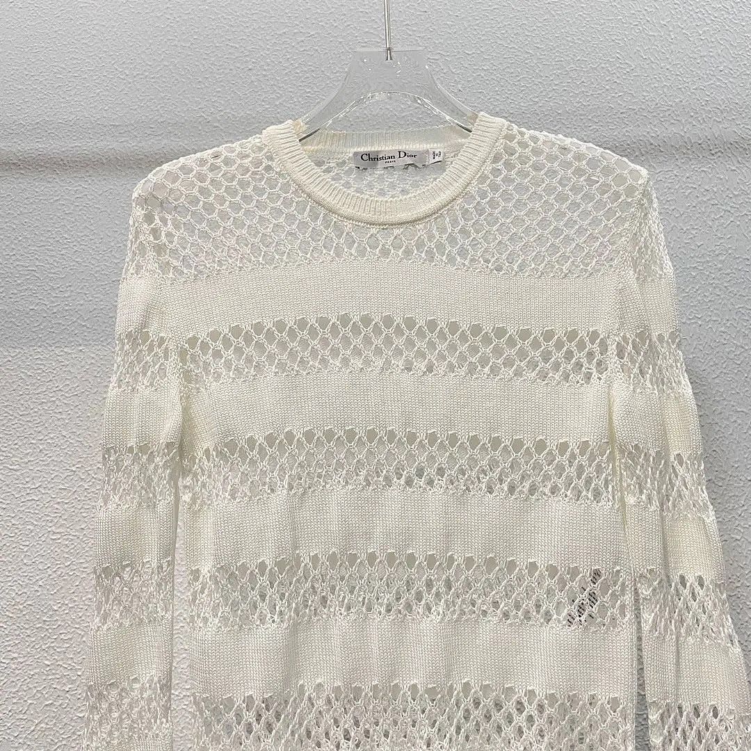 Dior Dior White Open Knit Sweater Size 36 Size S / US 4 / IT 40 - 3 Thumbnail