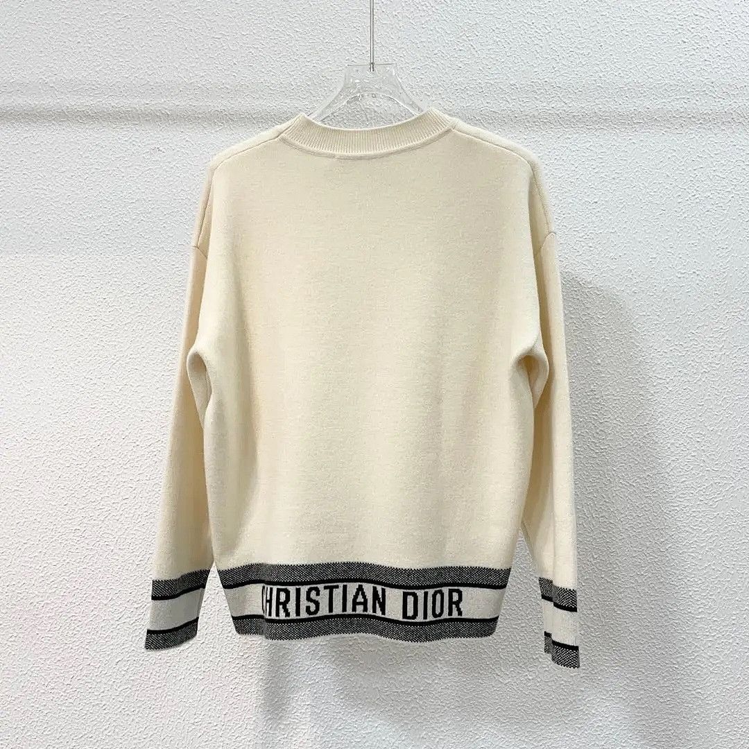 Dior Christian Dior Logo Hem Cashmere Sweater White Size 34 Size XS / US 0-2 / IT 36-38 - 2 Thumbnail