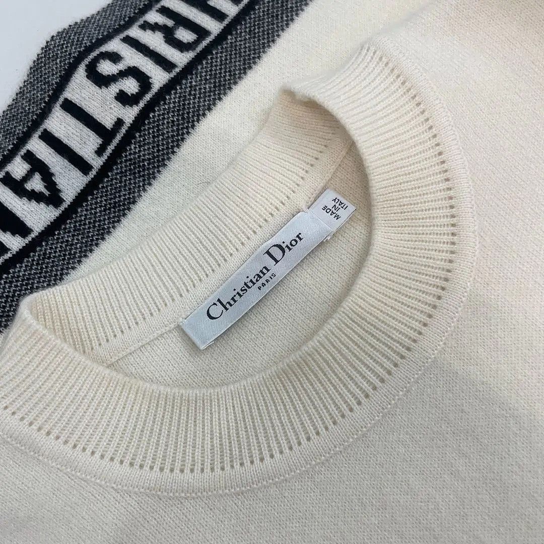 Dior Christian Dior Logo Hem Cashmere Sweater White Size 34 Size XS / US 0-2 / IT 36-38 - 3 Thumbnail
