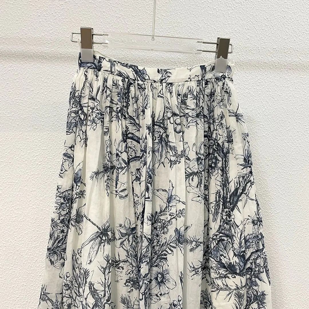 Dior Dior Blue Floral Midi Skirt Size 34 Size 25" / US 0 / IT 36 - 6 Thumbnail