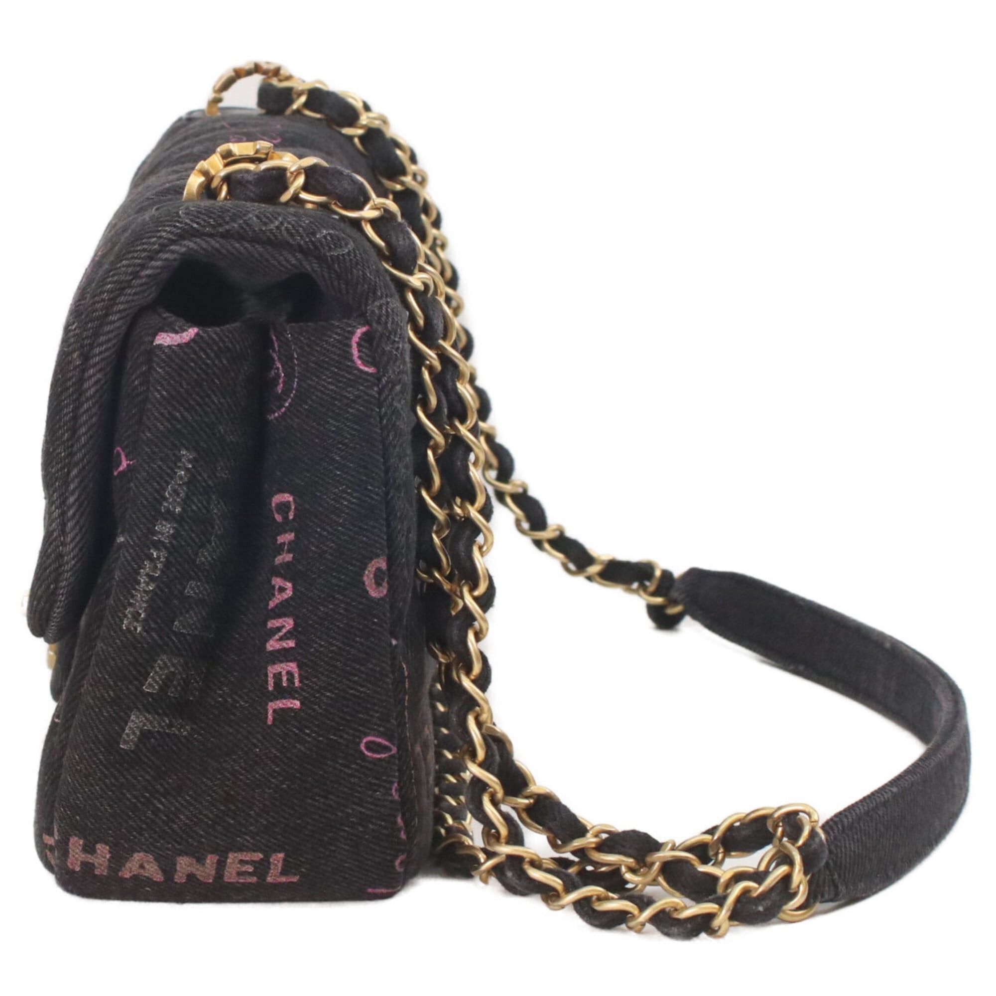 Chanel CHANEL AS3135 Printed Denim Mini Matelassé 21 Chain Shoulder Bag, Black with Gold Hardware, Women's Size ONE SIZE - 2 Thumbnail