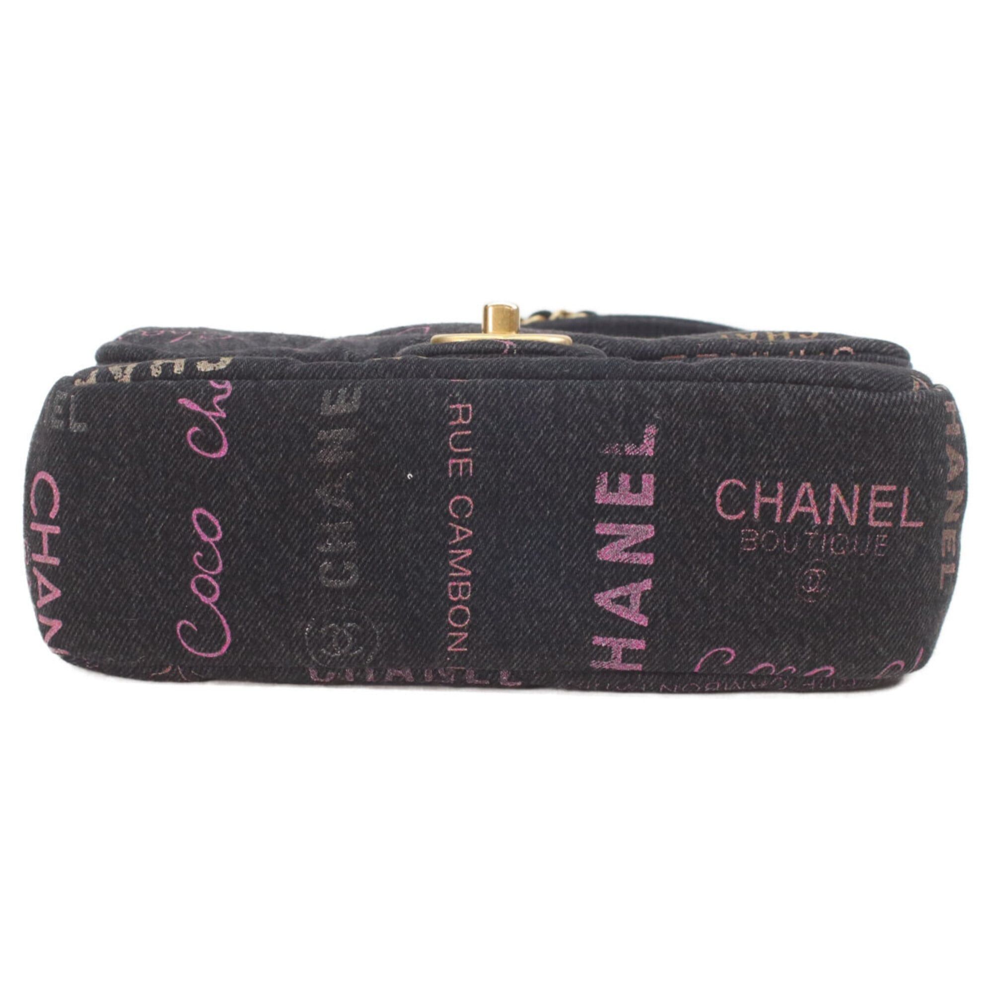 Chanel CHANEL AS3135 Printed Denim Mini Matelassé 21 Chain Shoulder Bag, Black with Gold Hardware, Women's Size ONE SIZE - 5 Thumbnail