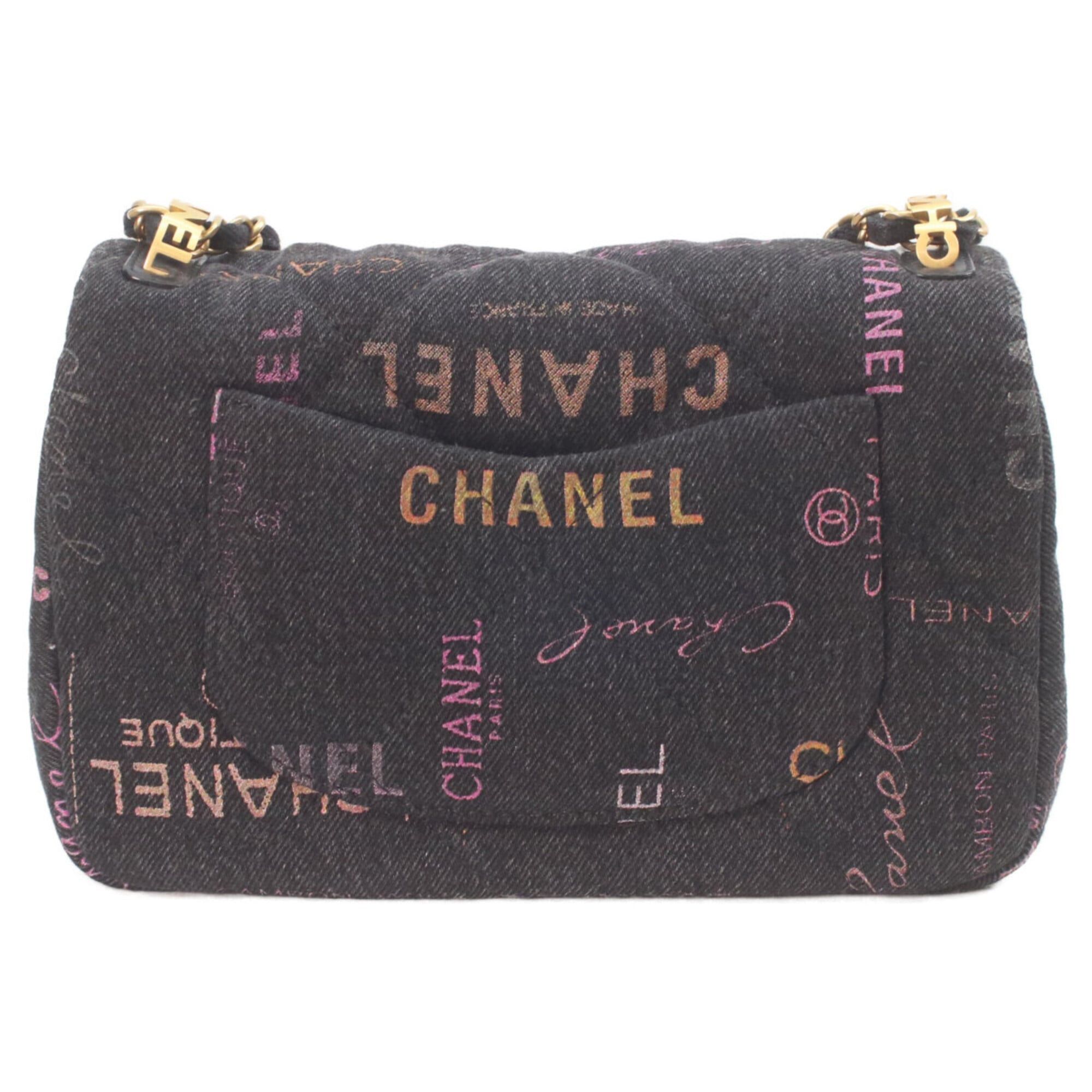 Chanel CHANEL AS3135 Printed Denim Mini Matelassé 21 Chain Shoulder Bag, Black with Gold Hardware, Women's Size ONE SIZE - 4 Thumbnail