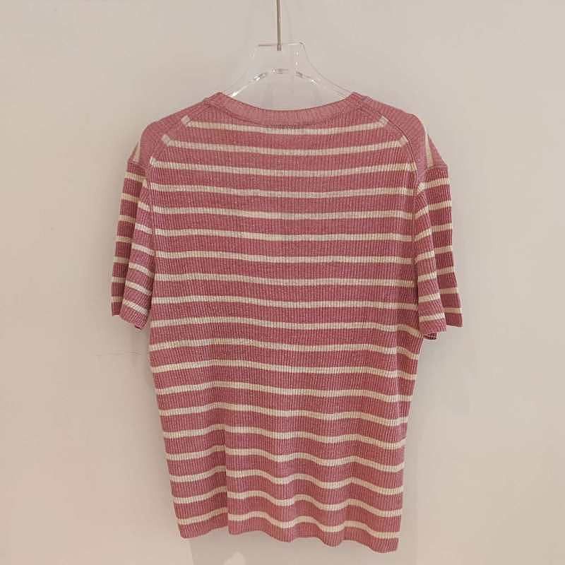 Dior Dior Pink Striped Logo Knit Top Size 38 Size S / US 4 / IT 40 - 2 Thumbnail