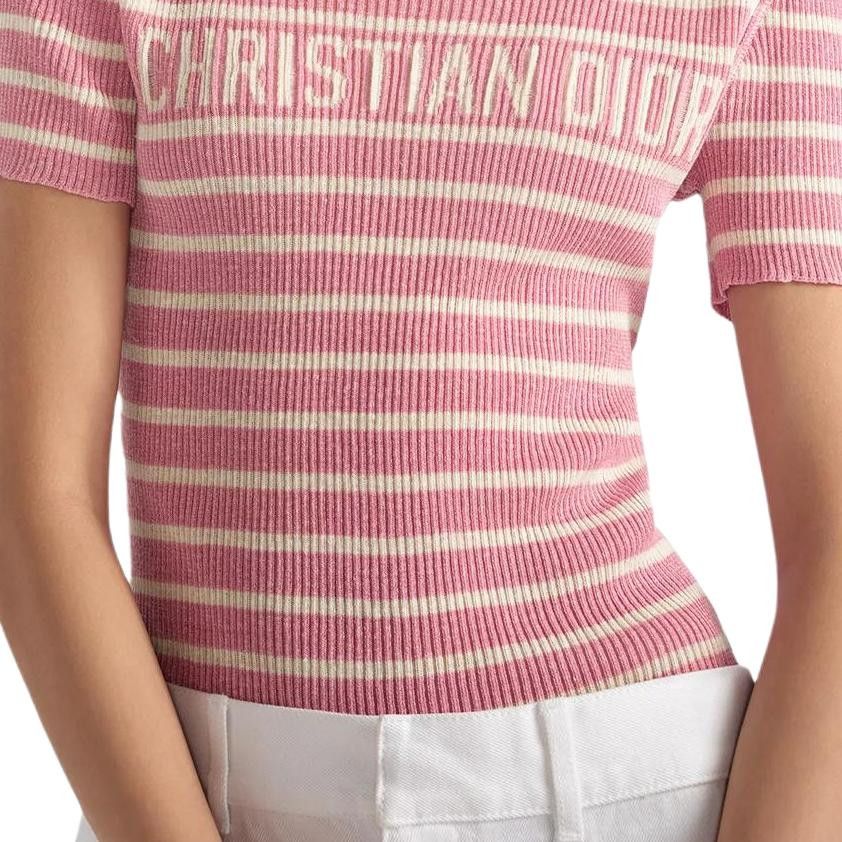 Dior Dior Pink Striped Logo Knit Top Size 38 Size S / US 4 / IT 40 - 9 Thumbnail
