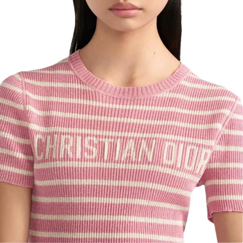 Dior Dior Pink Striped Logo Knit Top Size 38 Size S / US 4 / IT 40 - 8 Thumbnail