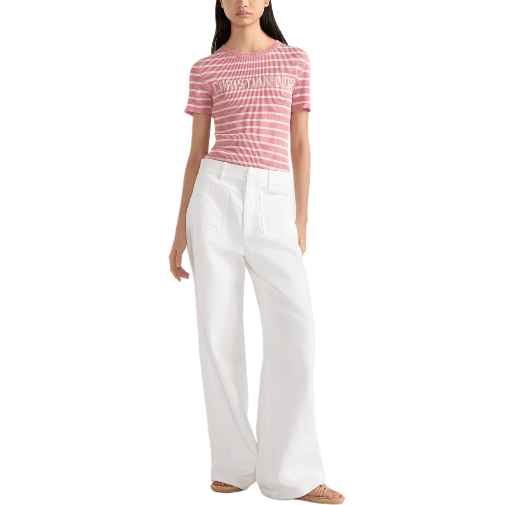 Dior Dior Pink Striped Logo Knit Top Size 38 Size S / US 4 / IT 40 - 7 Thumbnail