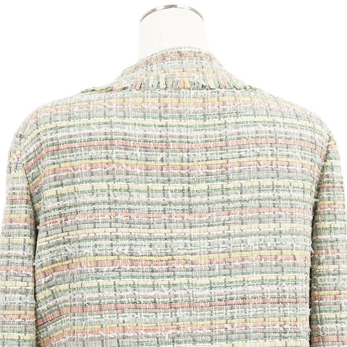 Chanel Chanel Chanel Silk Blend Tweed Jacket Textile Outerwear P26006 DUTY FREE for USA Size ONE SIZE - 13 Thumbnail