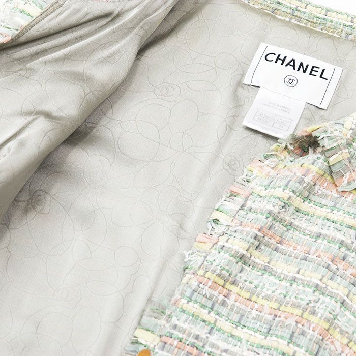Chanel Chanel Chanel Silk Blend Tweed Jacket Textile Outerwear P26006 DUTY FREE for USA Size ONE SIZE - 14 Thumbnail