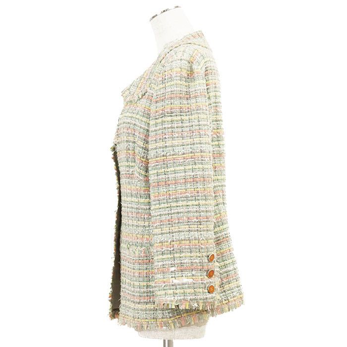 Chanel Chanel Chanel Silk Blend Tweed Jacket Textile Outerwear P26006 DUTY FREE for USA Size ONE SIZE - 4 Thumbnail
