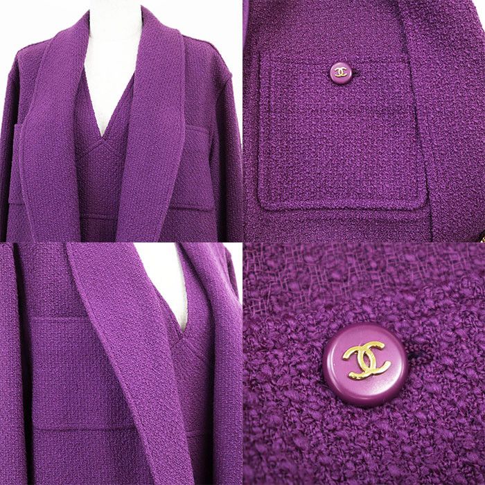 Chanel Chanel Chanel Wool Tweed Dress Set Textile Suits P05827 DUTY FREE for USA Size ONE SIZE - 2 Thumbnail