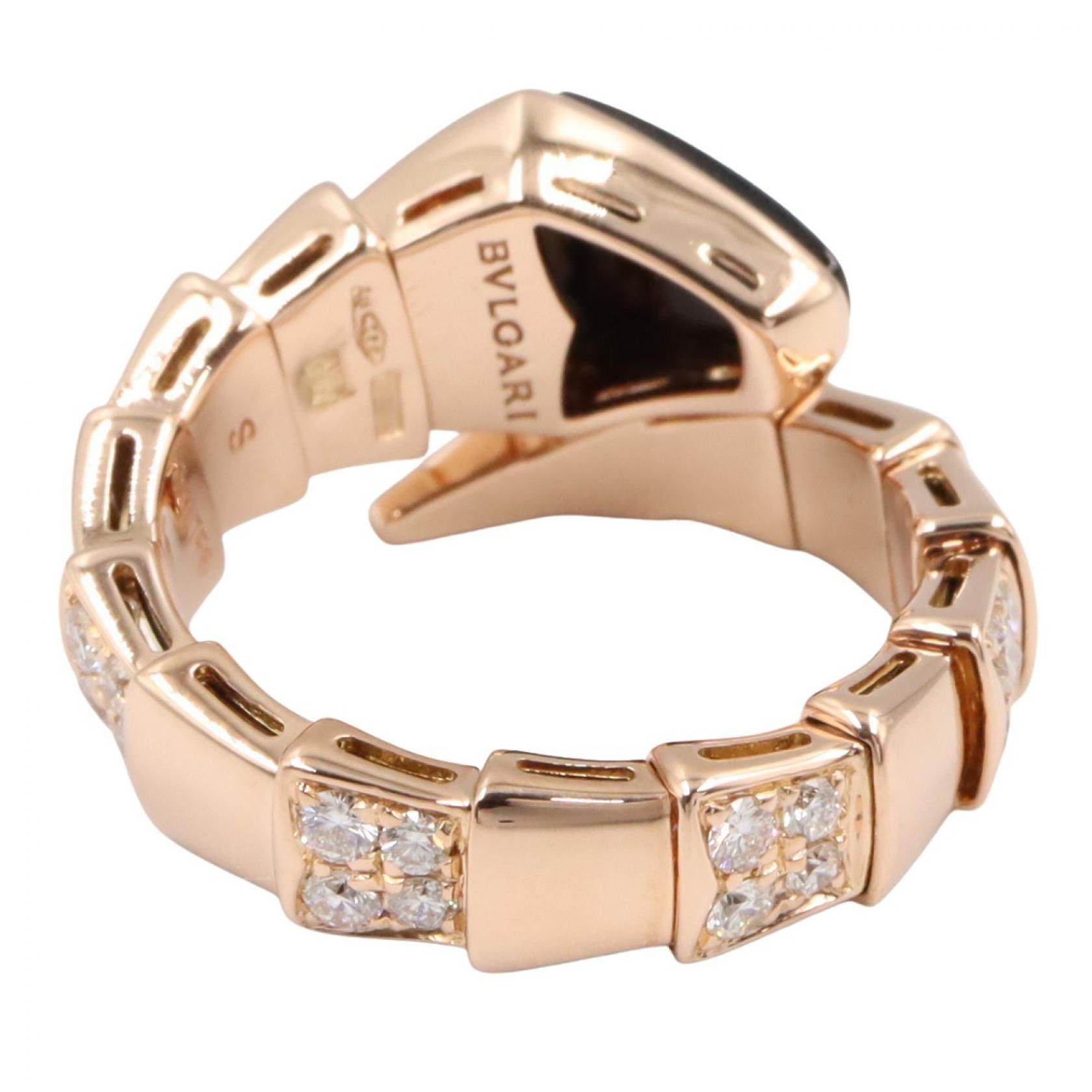 Bvlgari Bvlgari BVLGARI Serpenti Viper Au750 Pink Gold Diamond Onyx Ring Size 11.5 Precious Metal Ring DUTY FREE for USA Size ONE SIZE - 3 Thumbnail