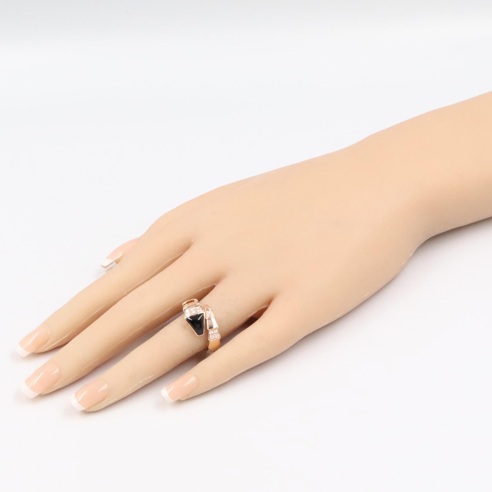 Bvlgari Bvlgari BVLGARI Serpenti Viper Au750 Pink Gold Diamond Onyx Ring Size 11.5 Precious Metal Ring DUTY FREE for USA Size ONE SIZE - 8 Thumbnail