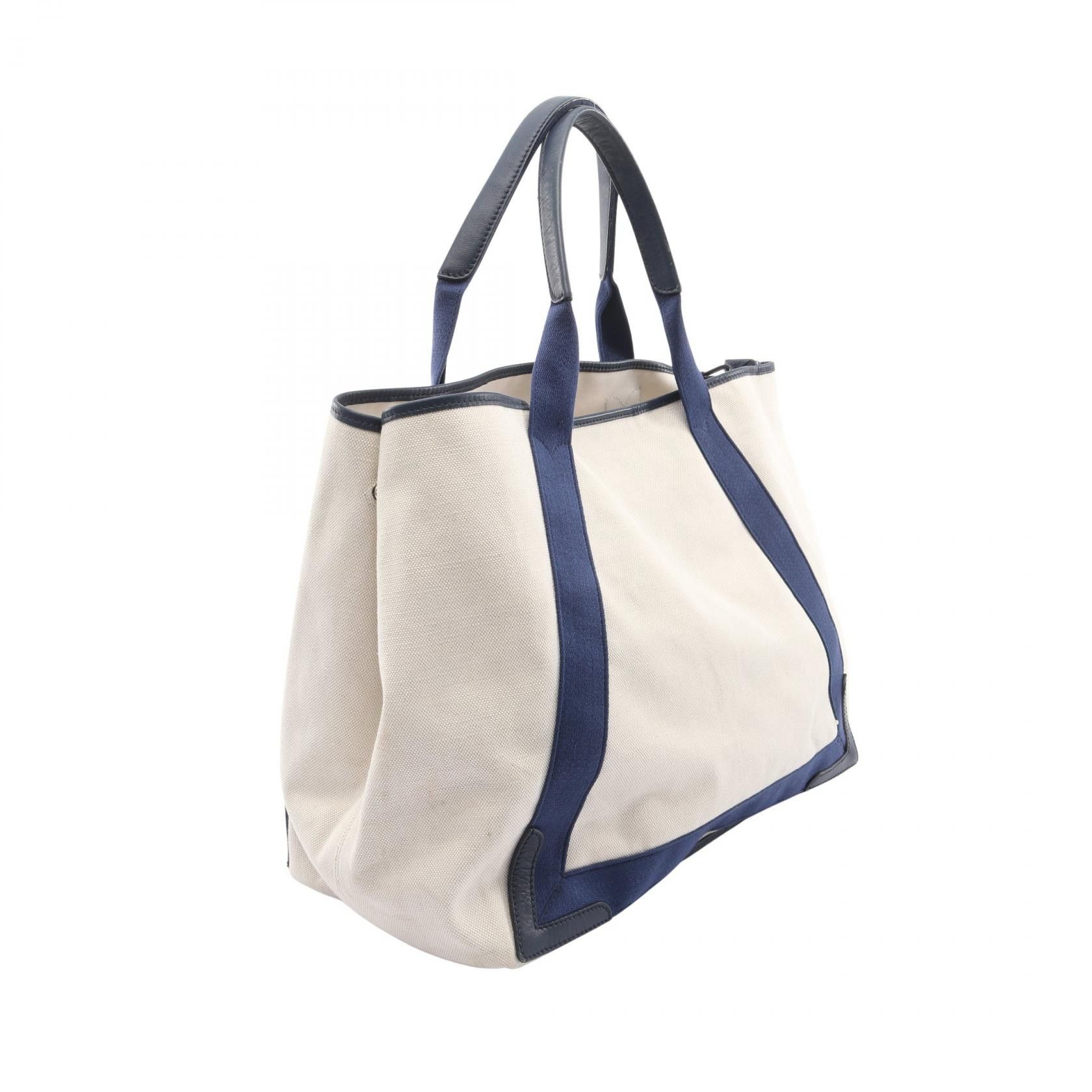 Balenciaga Balenciaga Balenciaga Navy Cabas Canvas Leather Tote Bag Textile Tote Bag 339936 DUTY FREE for USA Size ONE SIZE - 2 Thumbnail