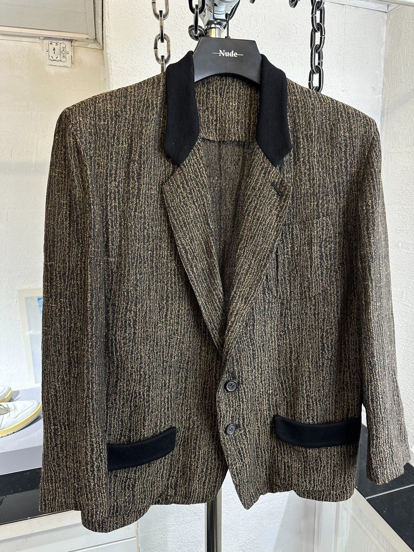 Yohji Yamamoto 80s Textured Stripe Suit Jacket Size US M / EU 48-50 / 2 - 2 Thumbnail