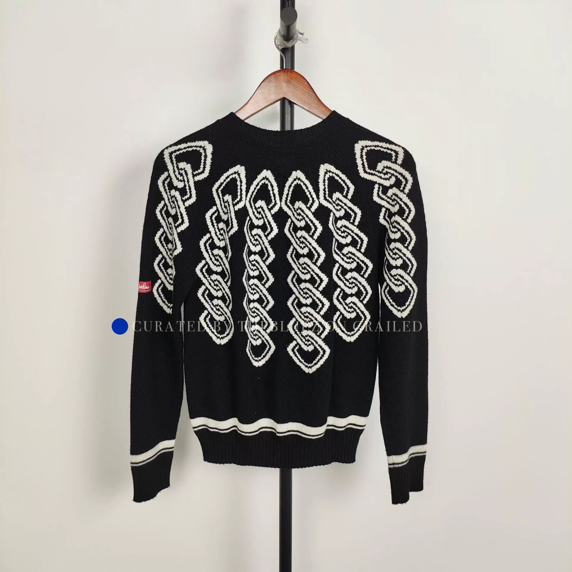 Loro Piana Black Ethnic Motif Striped Crew Neck Sweater Size US XS / EU 42 / 0 - 2 Thumbnail
