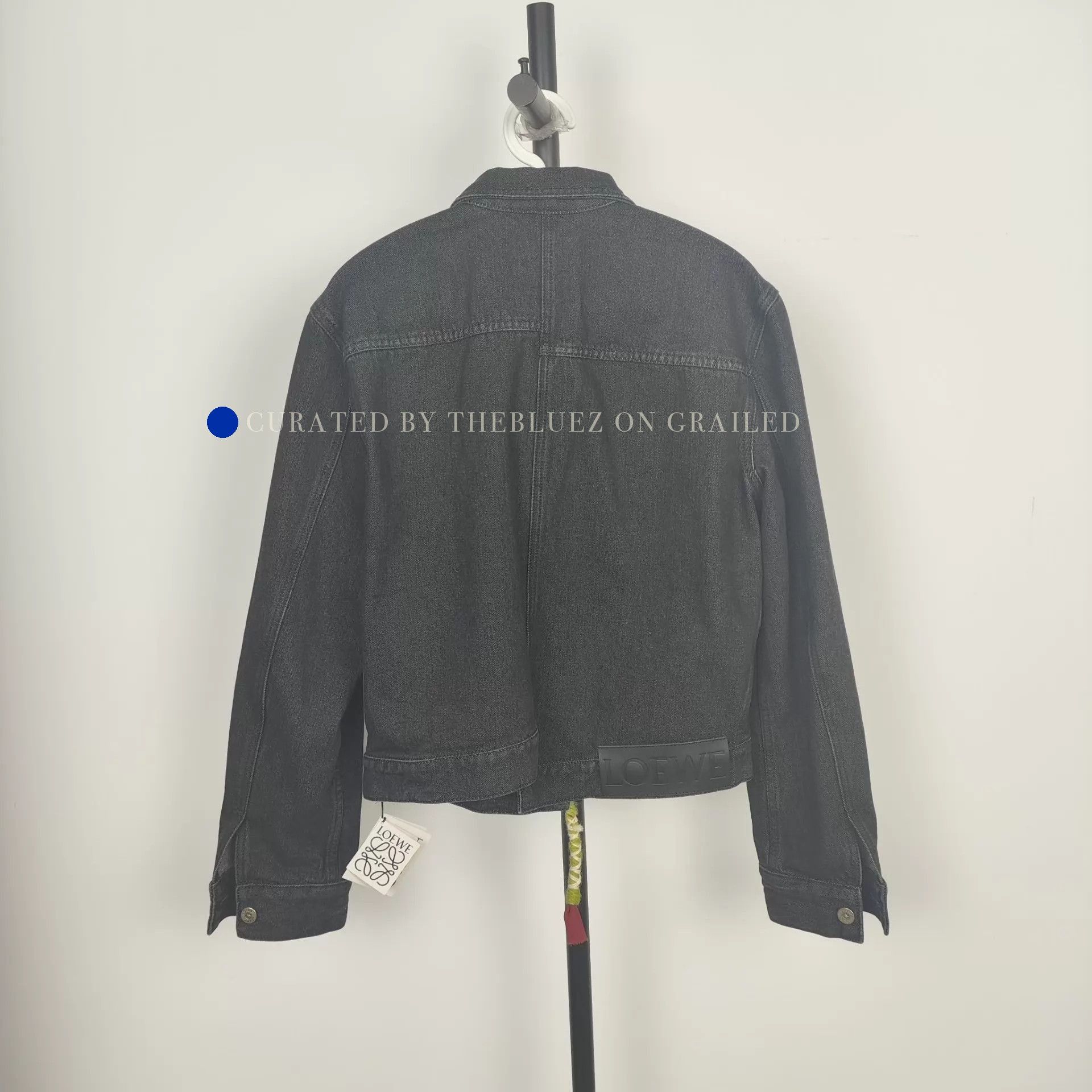 Loewe Black Denim Jacket with Leather Patch Size US XS / EU 42 / 0 - 2 Thumbnail