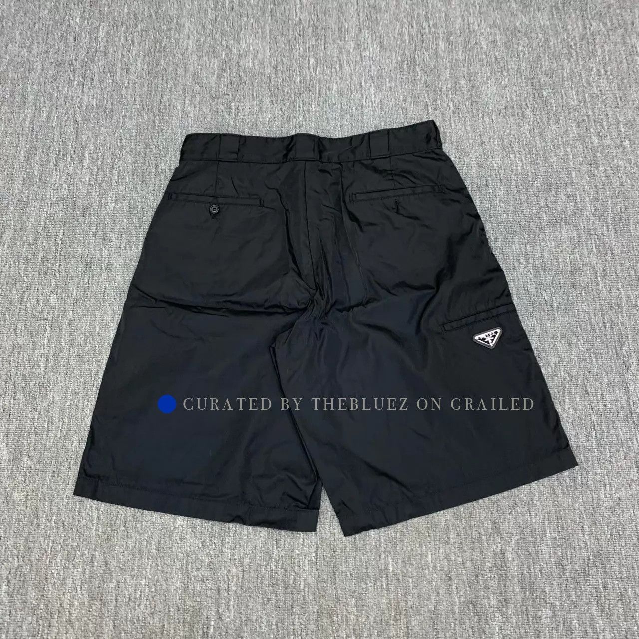Prada Sleek Black Triangle Logo Nylon Shorts Size US 32 / EU 48 - 2 Thumbnail
