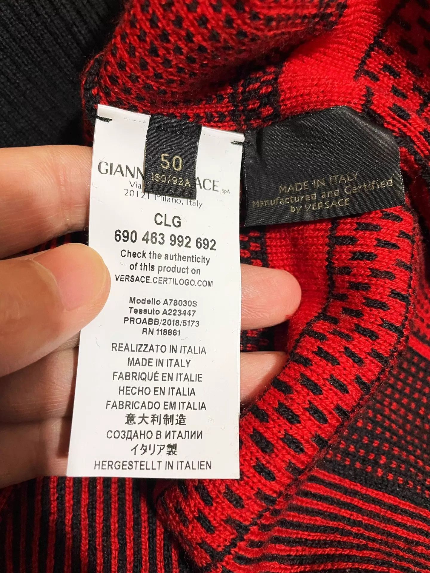 Versace High Neck Checkered Wool Sweater Size US M / EU 48-50 / 2 - 7 Thumbnail