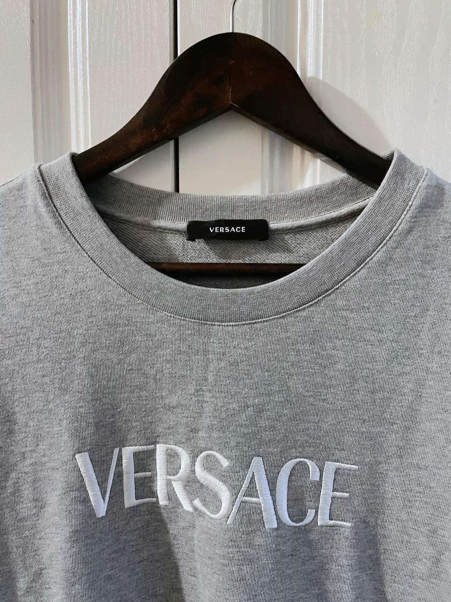 Versace Embroidered Gray Knit Sweatshirt Size US XL / EU 56 / 4 - 3 Thumbnail