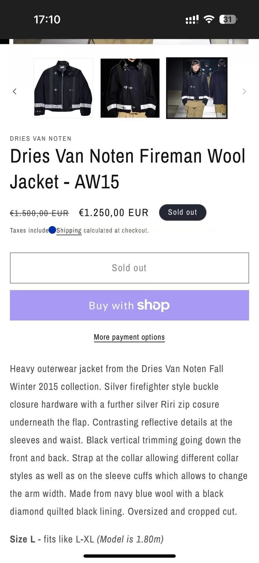Dries Van Noten Wool Jacket with Fireman Plane Buckle Detail Size US L / EU 52-54 / 3 - 9 Thumbnail