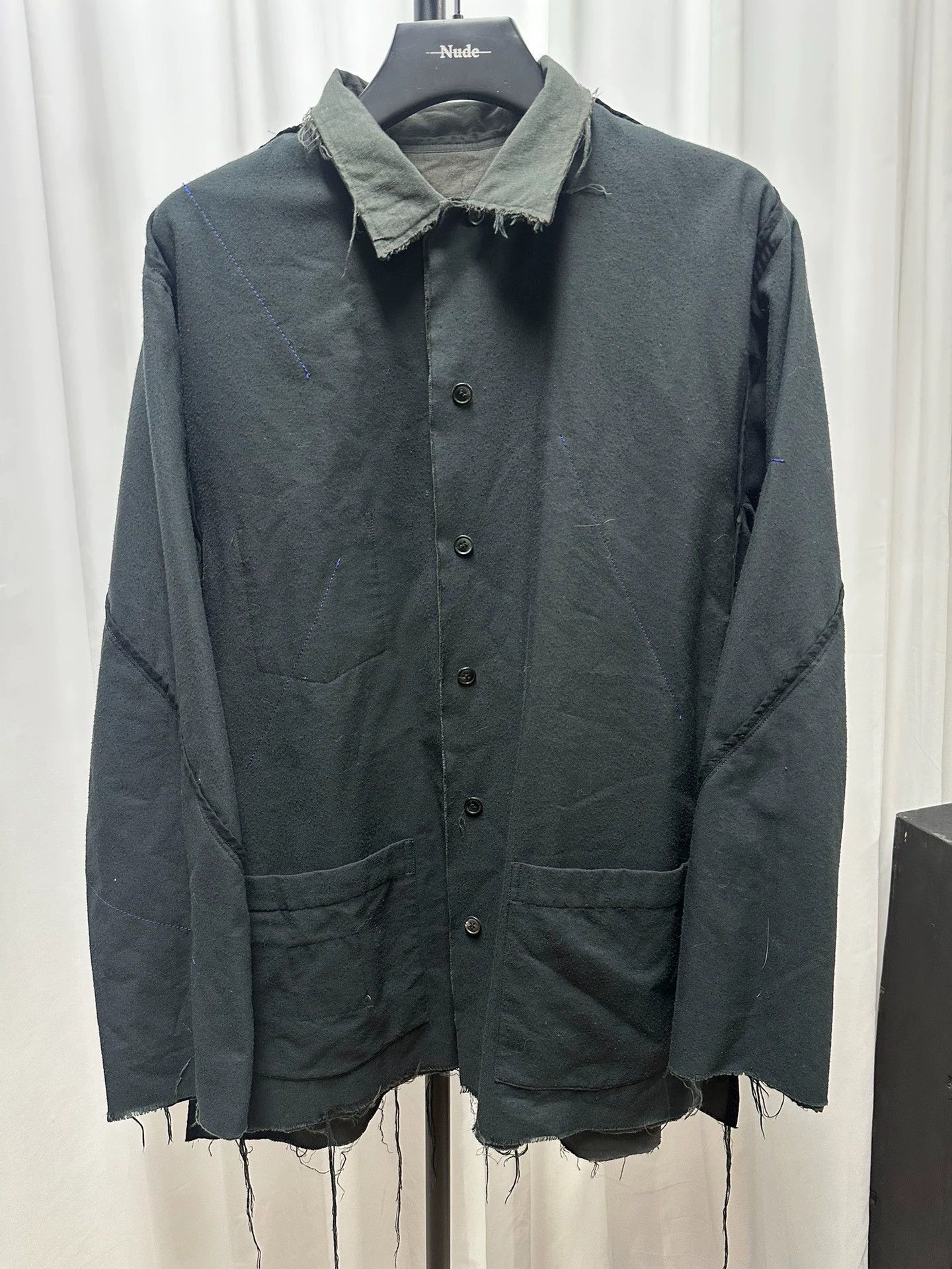 Yohji Yamamoto Two-Sided Destroyed Black Shirt Size US M / EU 48-50 / 2 - 5 Thumbnail