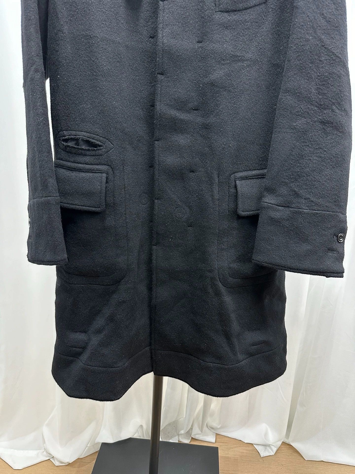 Takahiromiyashita The Soloist. Wool-Cashmere Coat with Sheepskin Trim Size US S / EU 44-46 / 1 - 3 Thumbnail