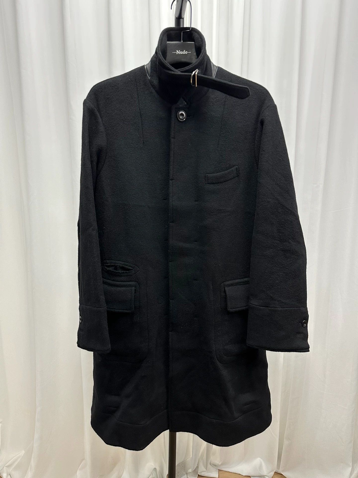 Takahiromiyashita The Soloist. Wool-Cashmere Coat with Sheepskin Trim Size US S / EU 44-46 / 1 - 6 Thumbnail