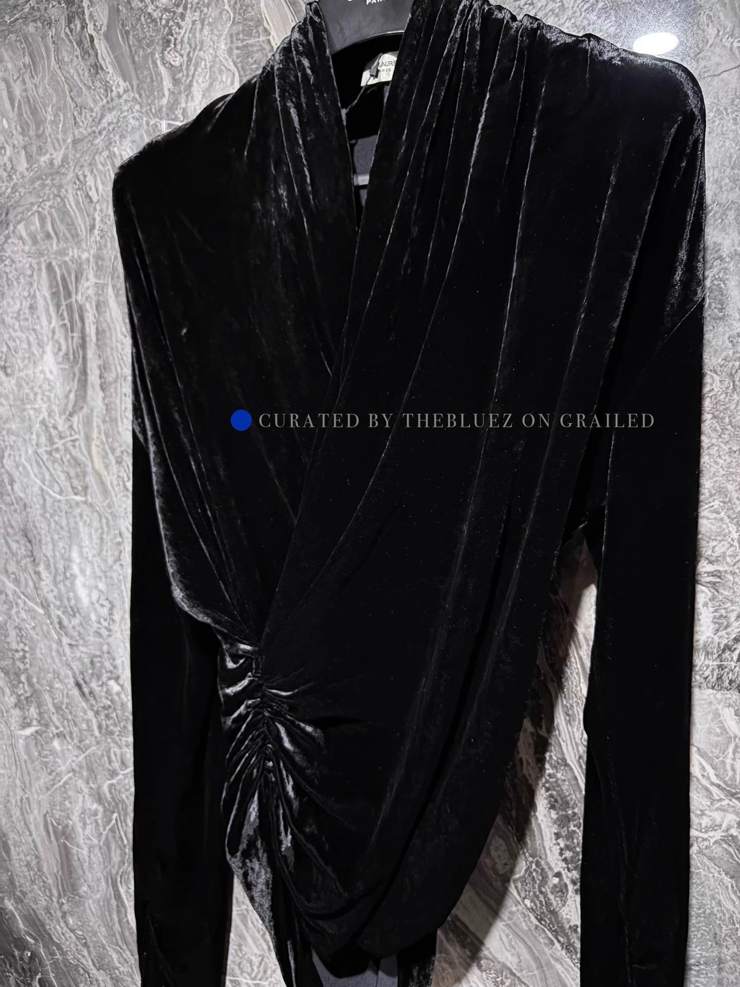 Saint Laurent Paris Black Velvet Wrap Top Size US L / EU 52-54 / 3 - 3 Thumbnail