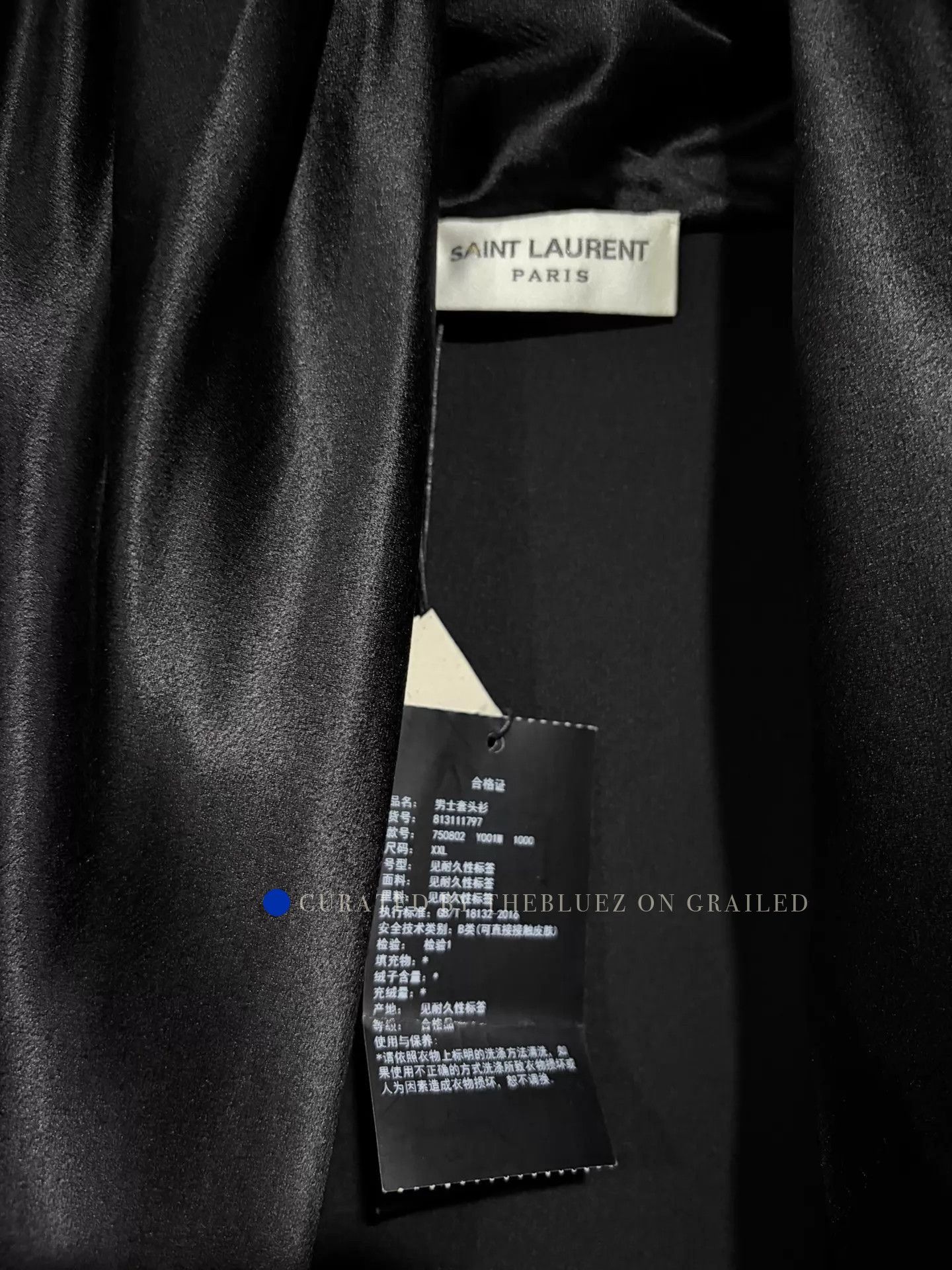 Saint Laurent Paris Draped Satin Long Sleeve Shirt in Black Size US XXL / EU 58 / 5 - 5 Thumbnail
