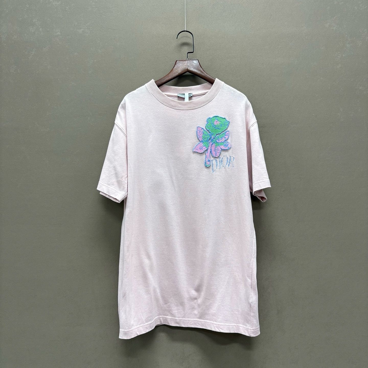 Dior Dior Rose Embroidery Cotton T-Shirt Size XS Size US XS / EU 42 / 0 - 6 Thumbnail