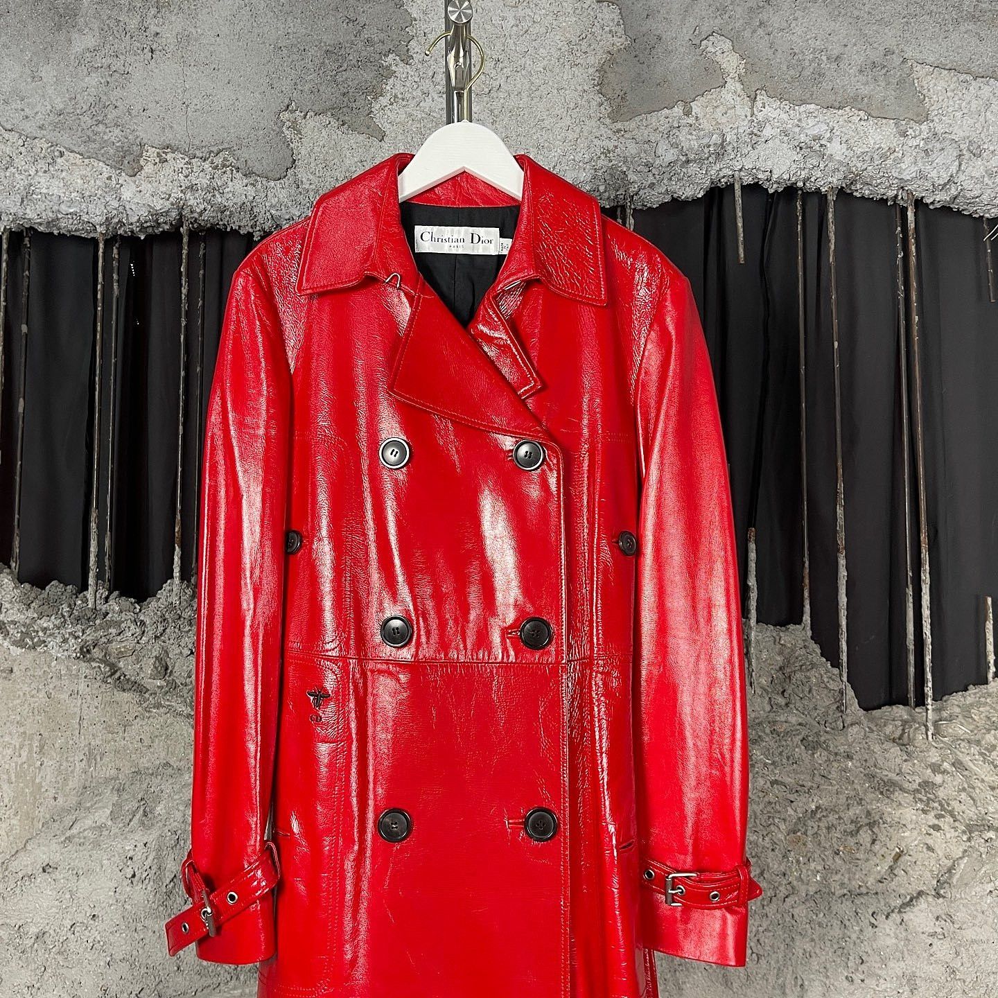 Dior Dior Red Leather Bee Embroidered Trench Coat Size 34 Size XS / US 0-2 / IT 36-38 - 5 Thumbnail