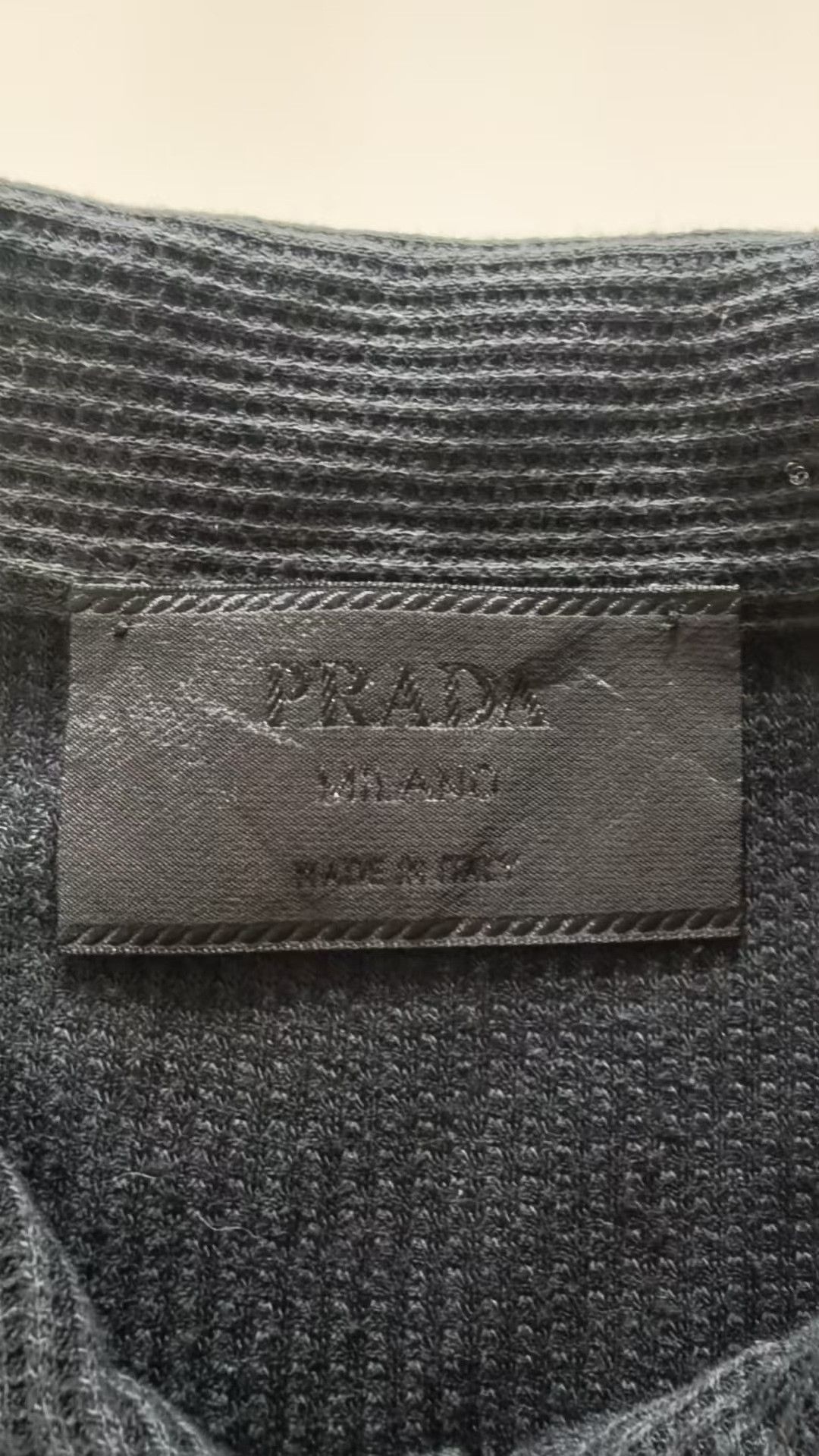 Vintage Vintage 1990s Prada Black Textured Polo Size US M / EU 48-50 / 2 - 3 Thumbnail