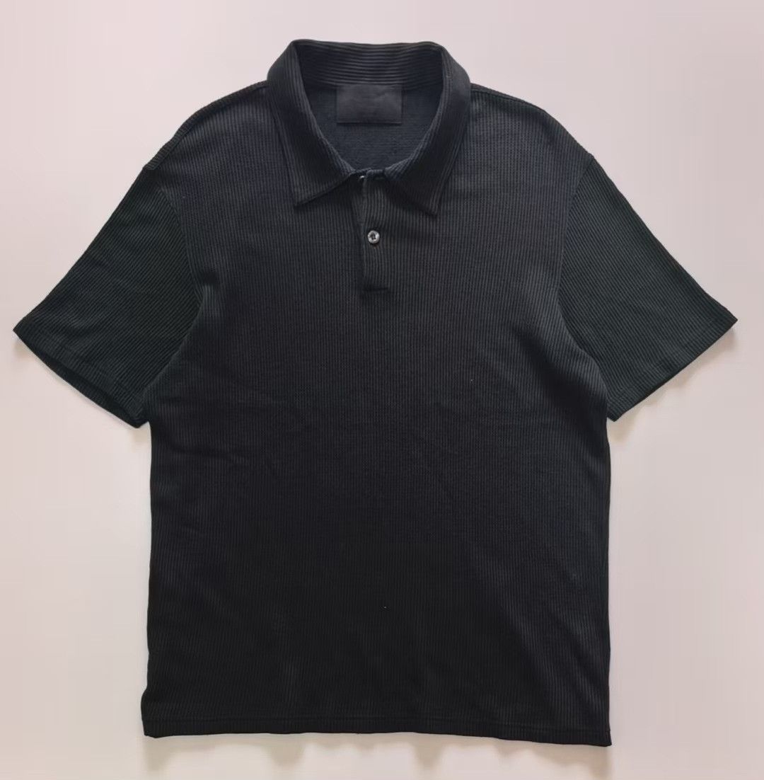 Vintage Vintage 1990s Prada Black Textured Polo Size US M / EU 48-50 / 2 - 2 Thumbnail