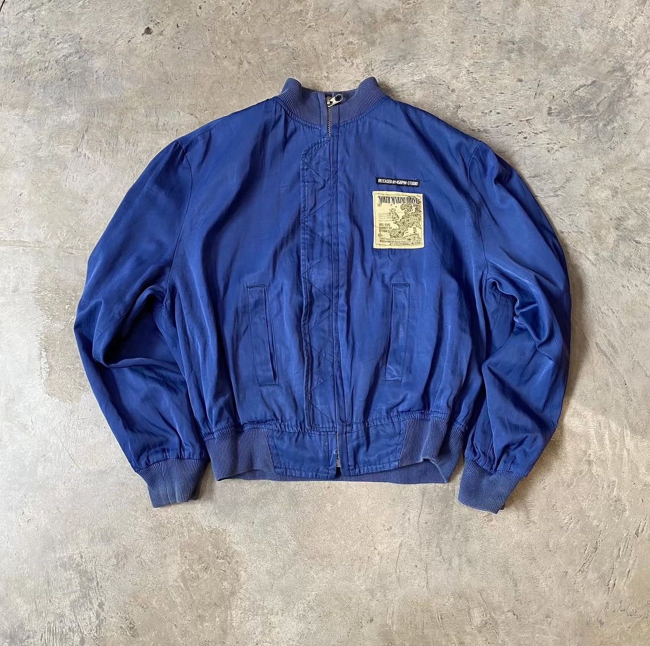 Vintage Vintage 45RPM North Marine Drive Indigo Bomber Jacket Size US M / EU 48-50 / 2 - 4 Thumbnail