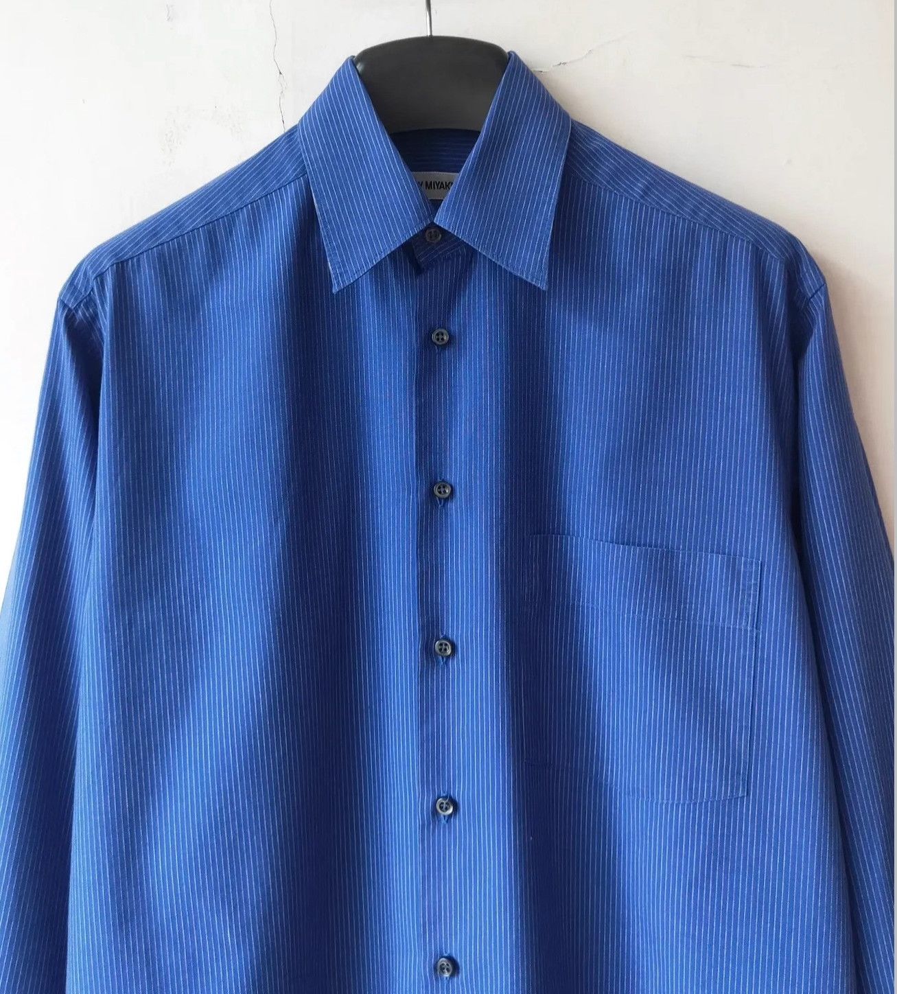 Issey Miyake Vintage Issey Miyake Men SS1999 Blue Striped Shirt Size US M / EU 48-50 / 2 - 2 Thumbnail