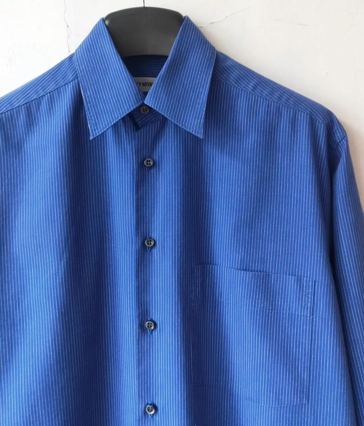 Issey Miyake Vintage Issey Miyake Men SS1999 Blue Striped Shirt Size US M / EU 48-50 / 2 - 3 Thumbnail