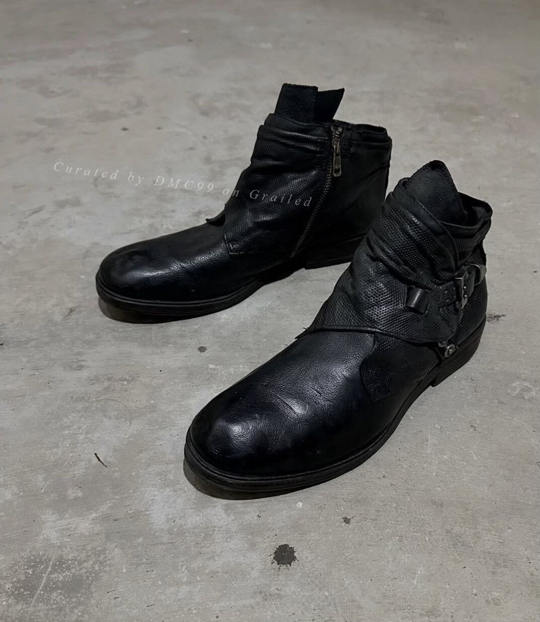 Vintage Vintage A.S.98 Black Embossed Leather Ankle Boots Size US 9 / EU 42 - 2 Thumbnail