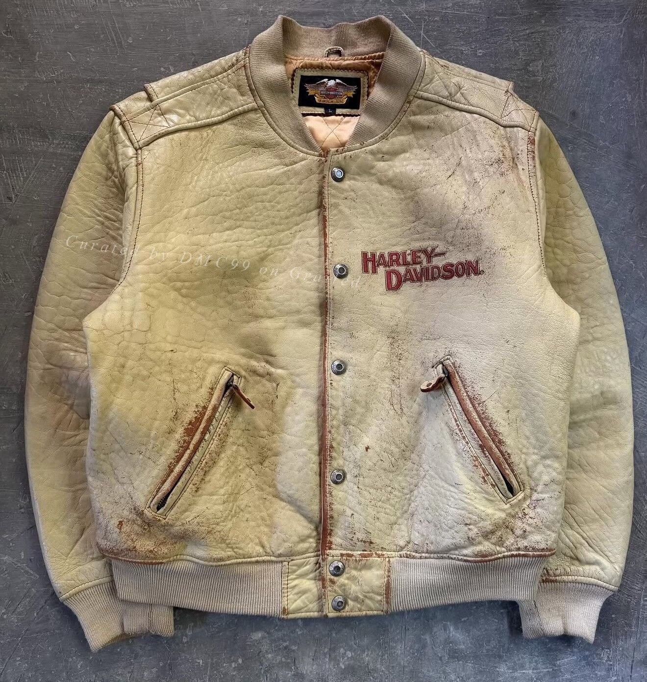 Harley Davidson Vintage 90s-00s Harley-Davidson Distressed Leather Jacket Size US M / EU 48-50 / 2 - 2 Thumbnail